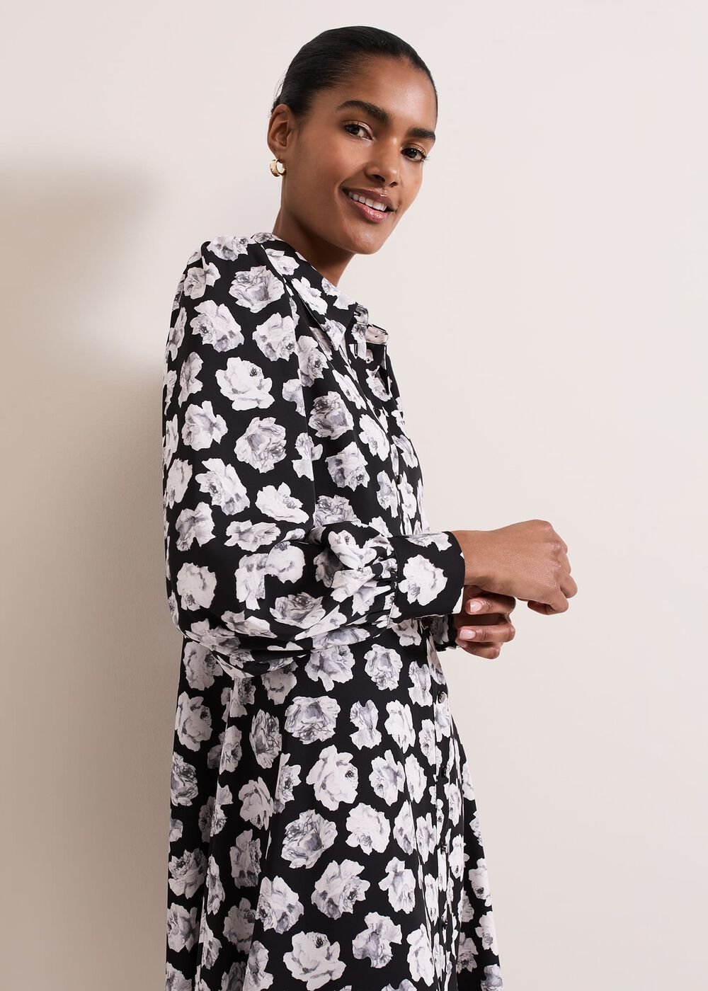 Selika Floral Swing Mini Dress - Black/Multi