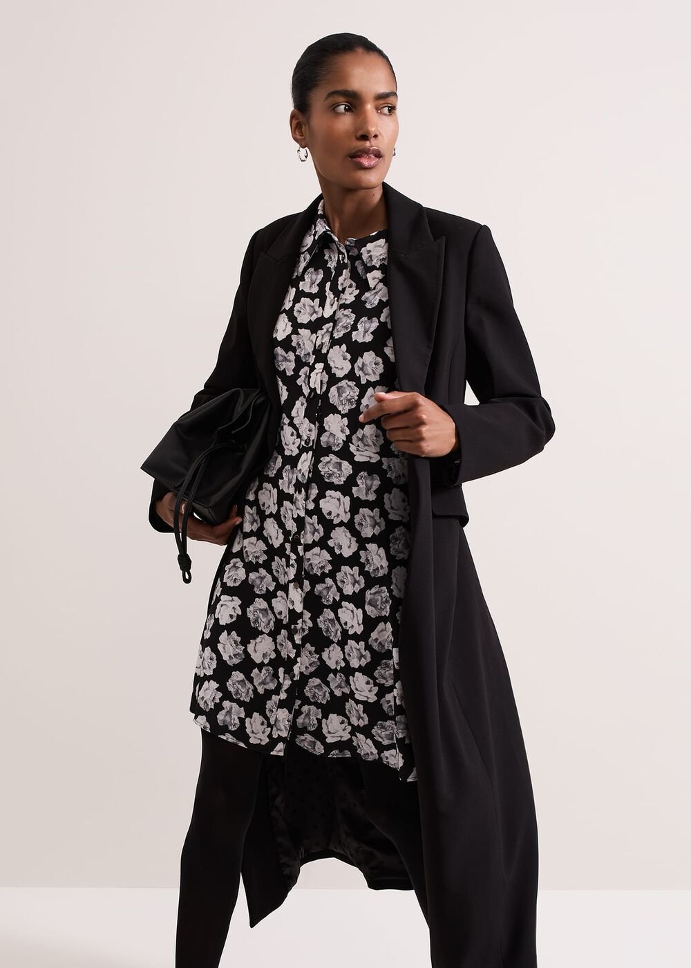 Selika Floral Swing Mini Dress - Black/Multi