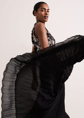Emalise Sequin Pleat Maxi Dress - Black/Multi