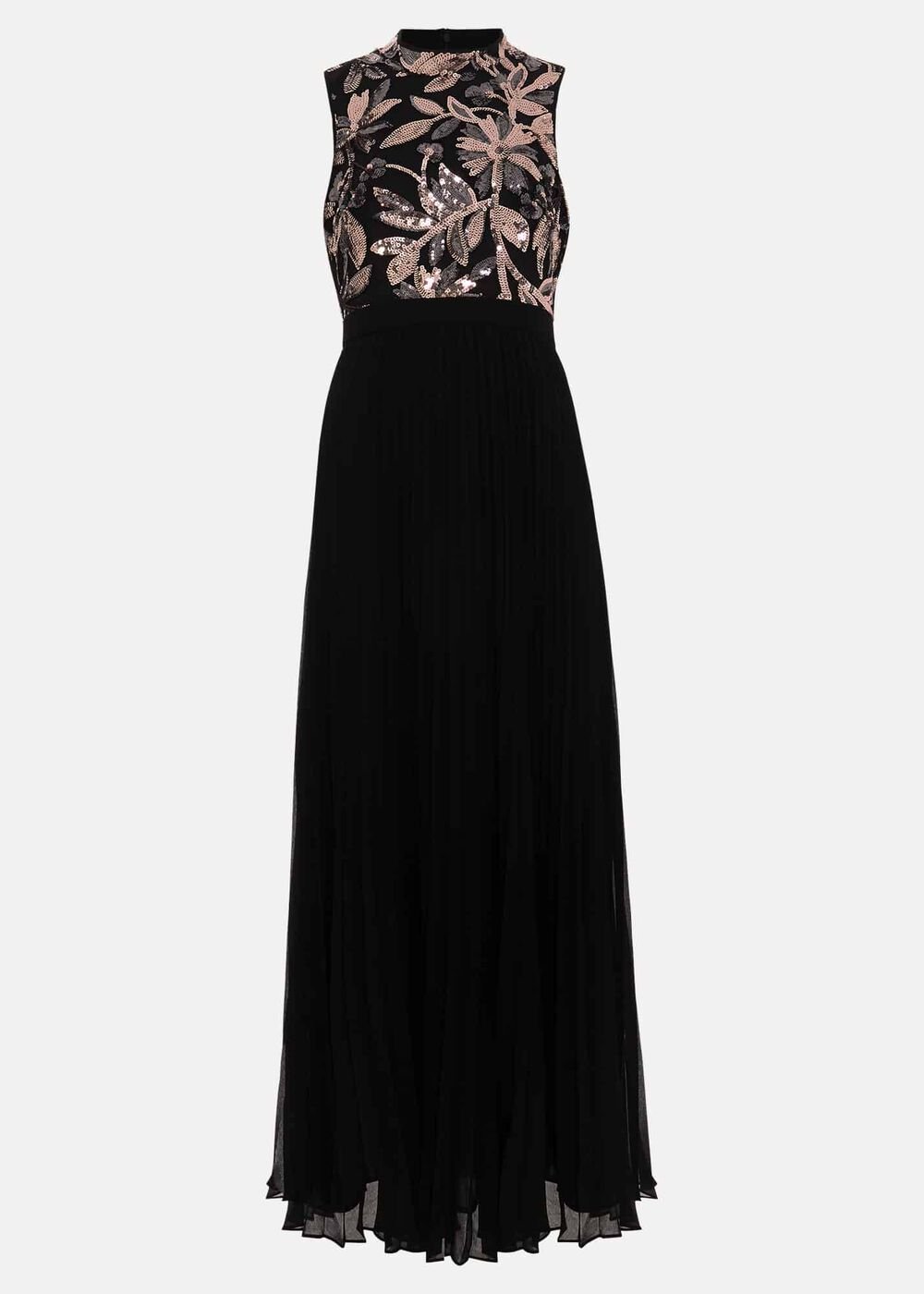 Emalise Sequin Pleat Maxi Dress - Black/Multi