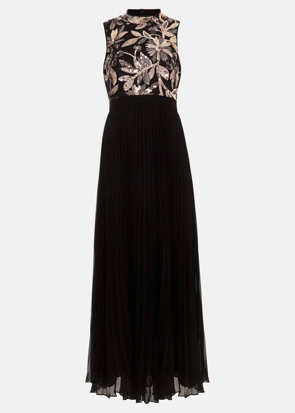 Petite Emalise Sequin Pleat Maxi Dress - Black Multi
