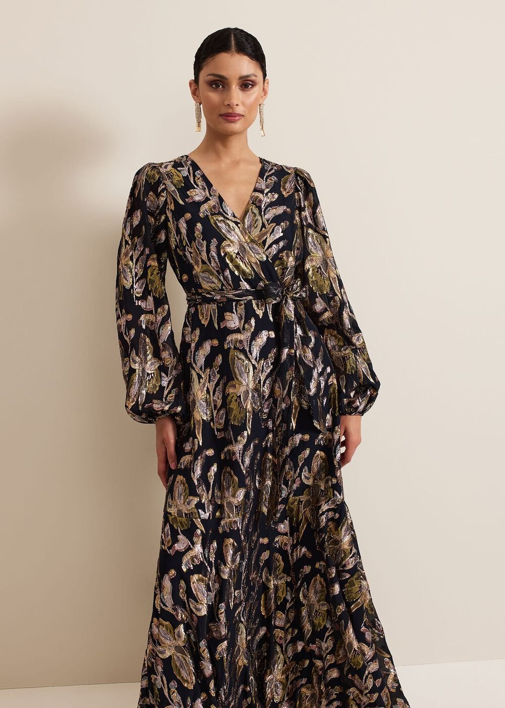 Ellio Silk Shimmer Maxi Dress - Multi-Coloured