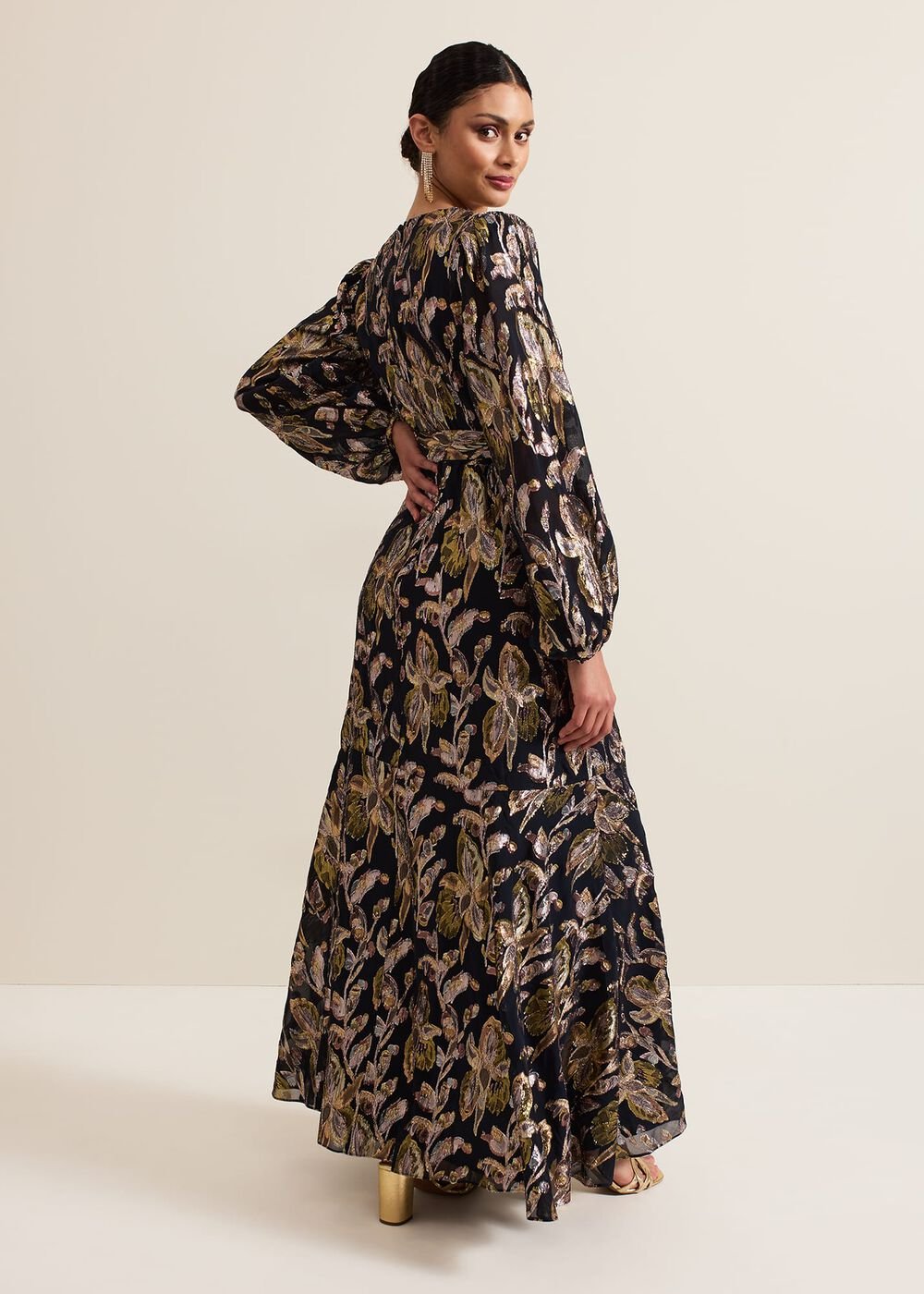 Ellio Silk Shimmer Maxi Dress - Multi-Coloured