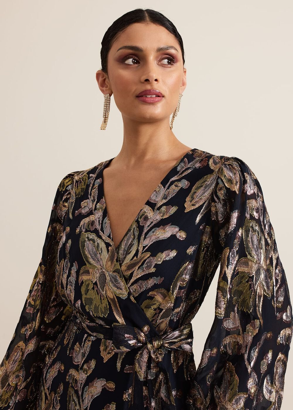 Ellio Silk Shimmer Maxi Dress - Multi-Coloured