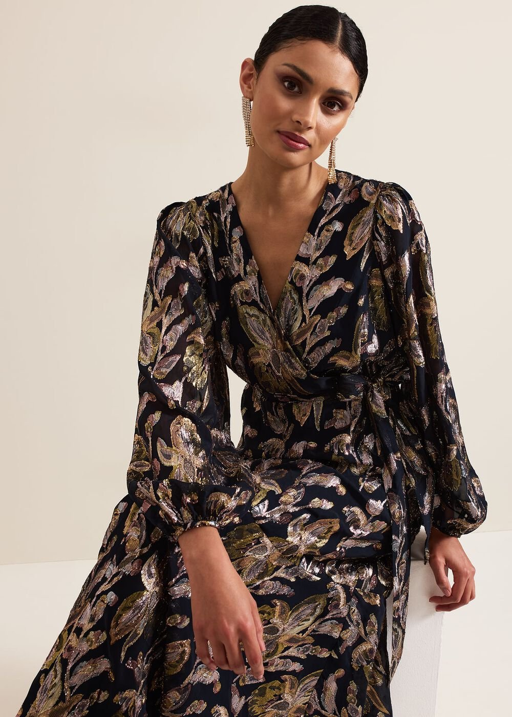 Ellio Silk Shimmer Maxi Dress - Multi-Coloured
