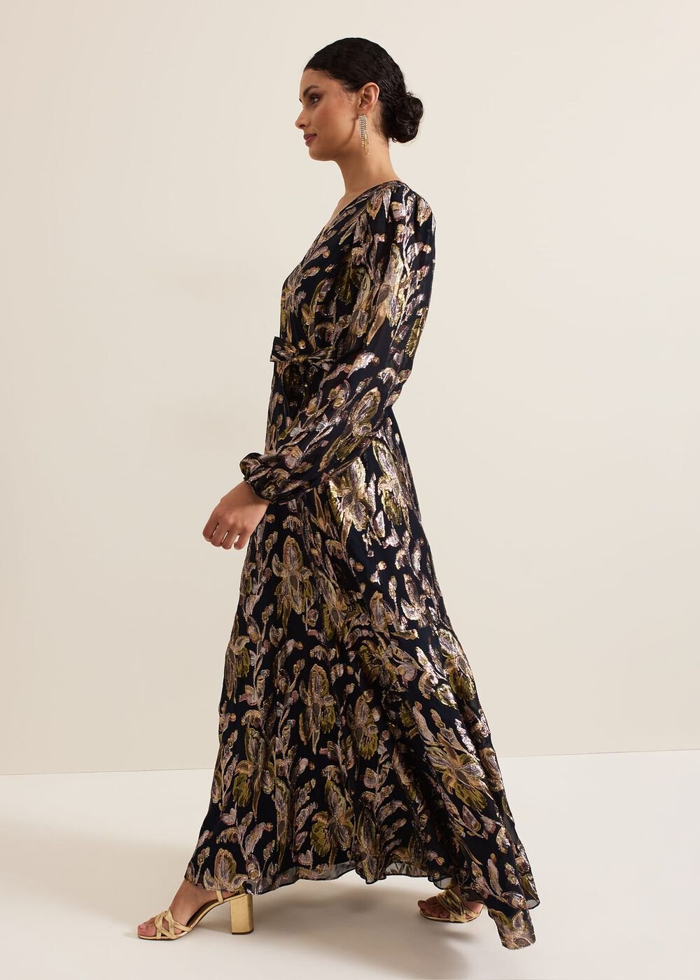 Ellio Silk Shimmer Maxi Dress - Multi-Coloured