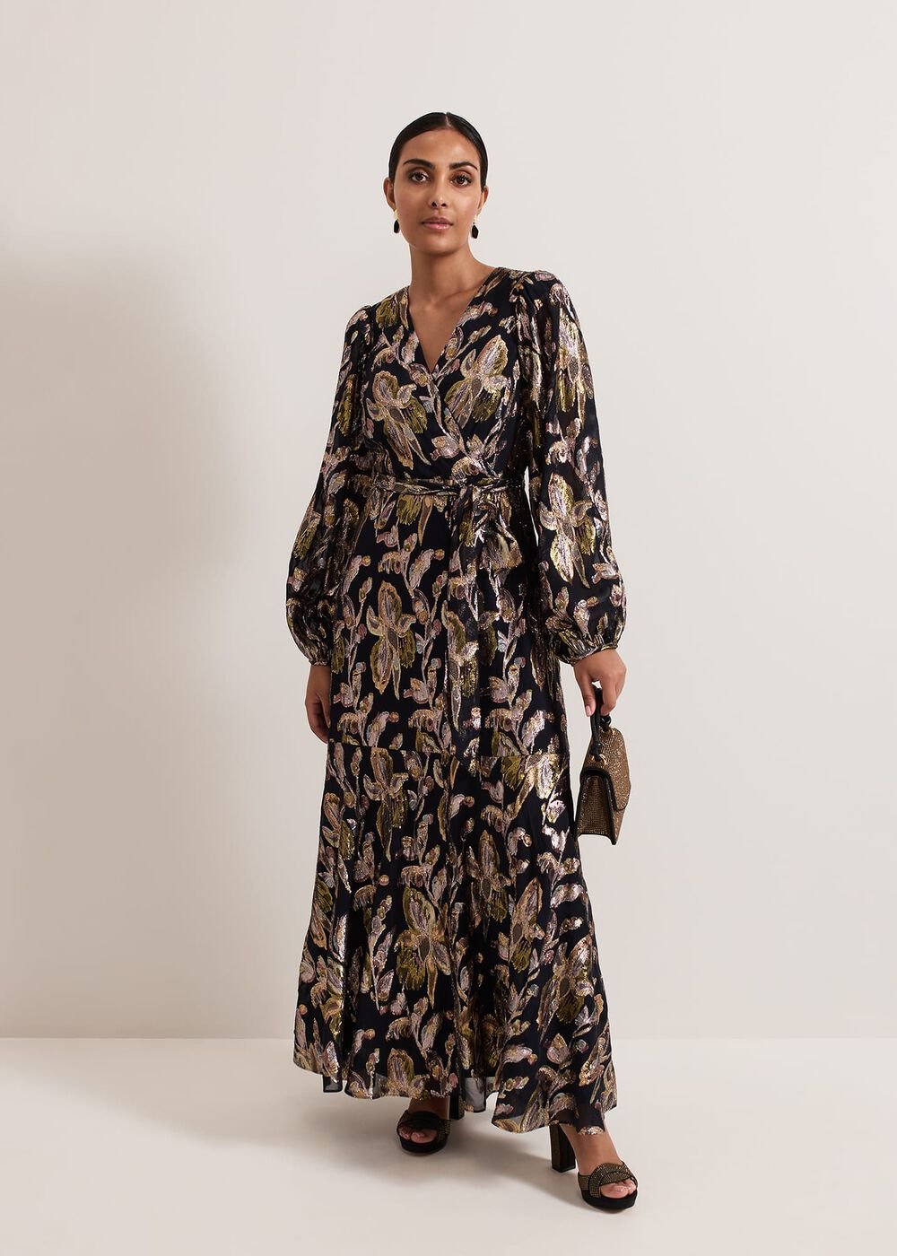Petite Ellio Silk Shimmer Maxi Dress - Multi-Coloured