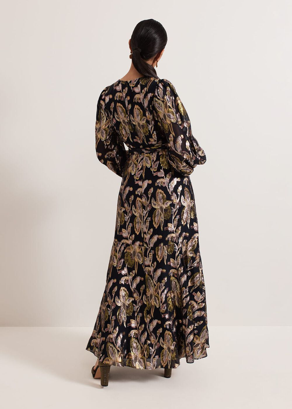 Petite Ellio Silk Shimmer Maxi Dress - Multi-Coloured