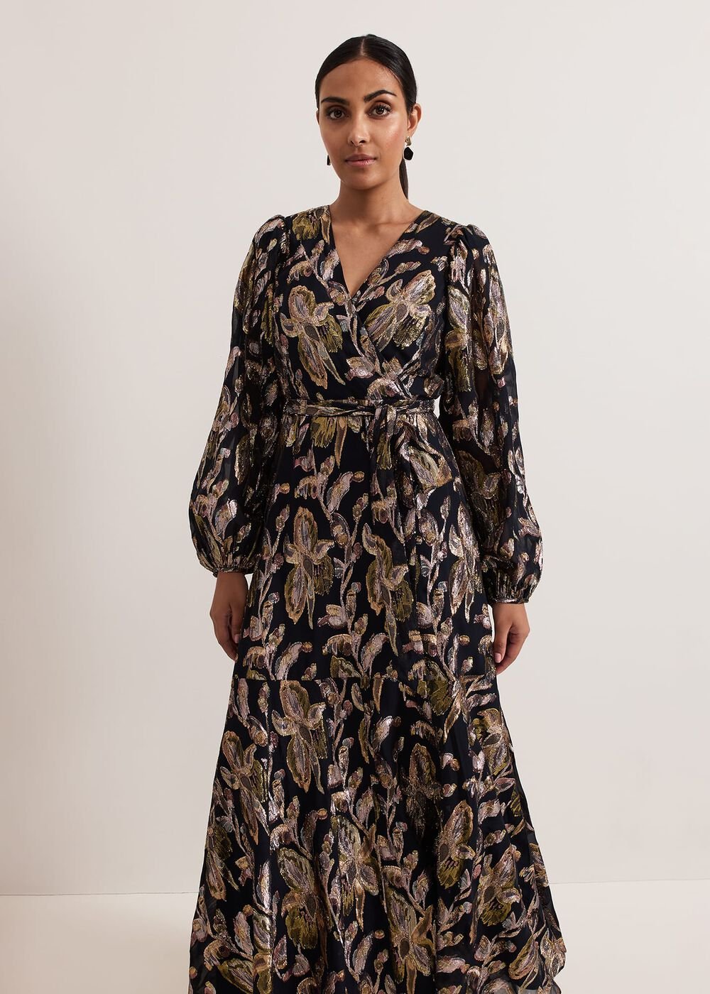 Petite Ellio Silk Shimmer Maxi Dress - Multi-Coloured