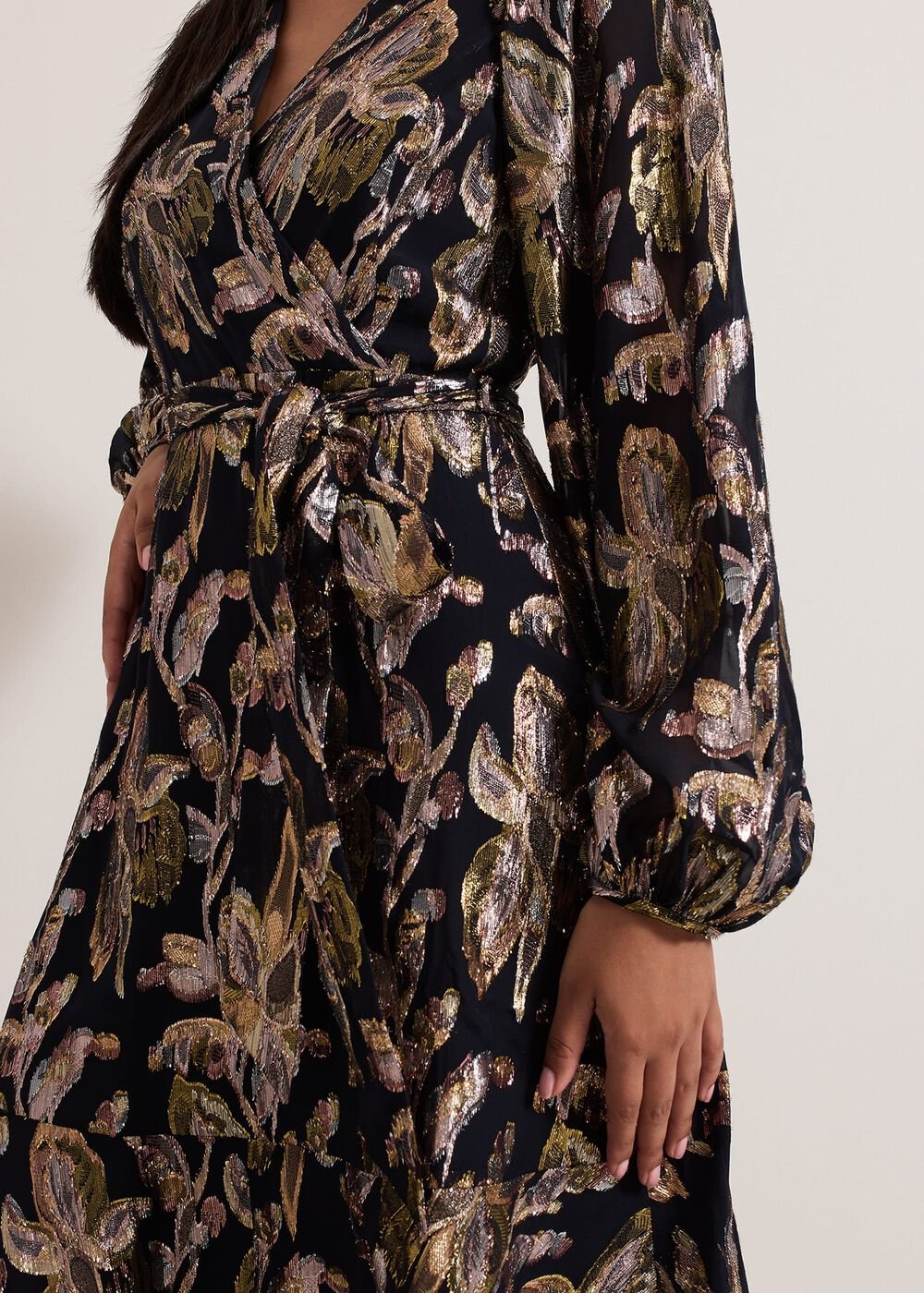 Petite Ellio Silk Shimmer Maxi Dress - Multi-Coloured
