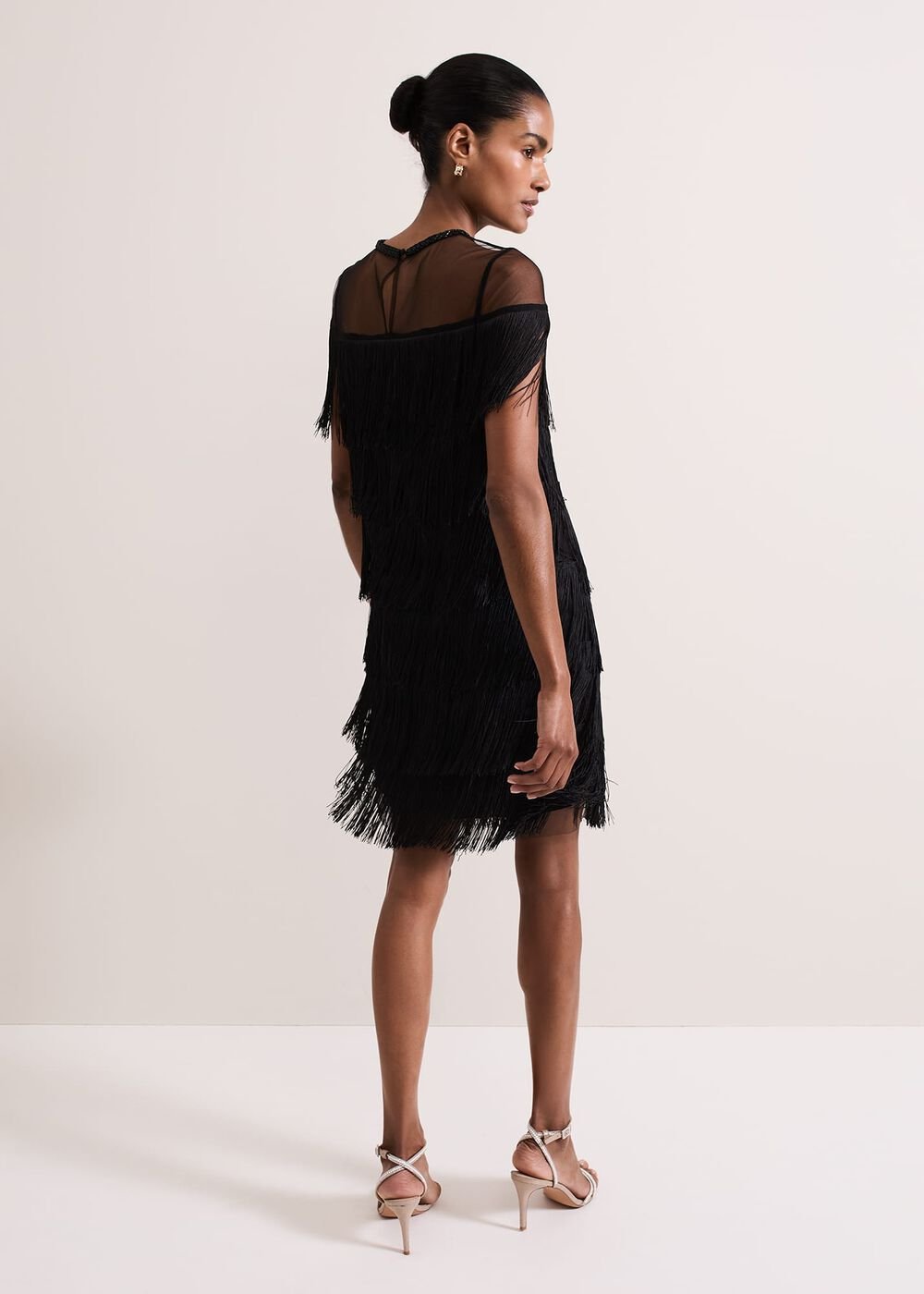 Viola Black Fringe Mini Dress - Black