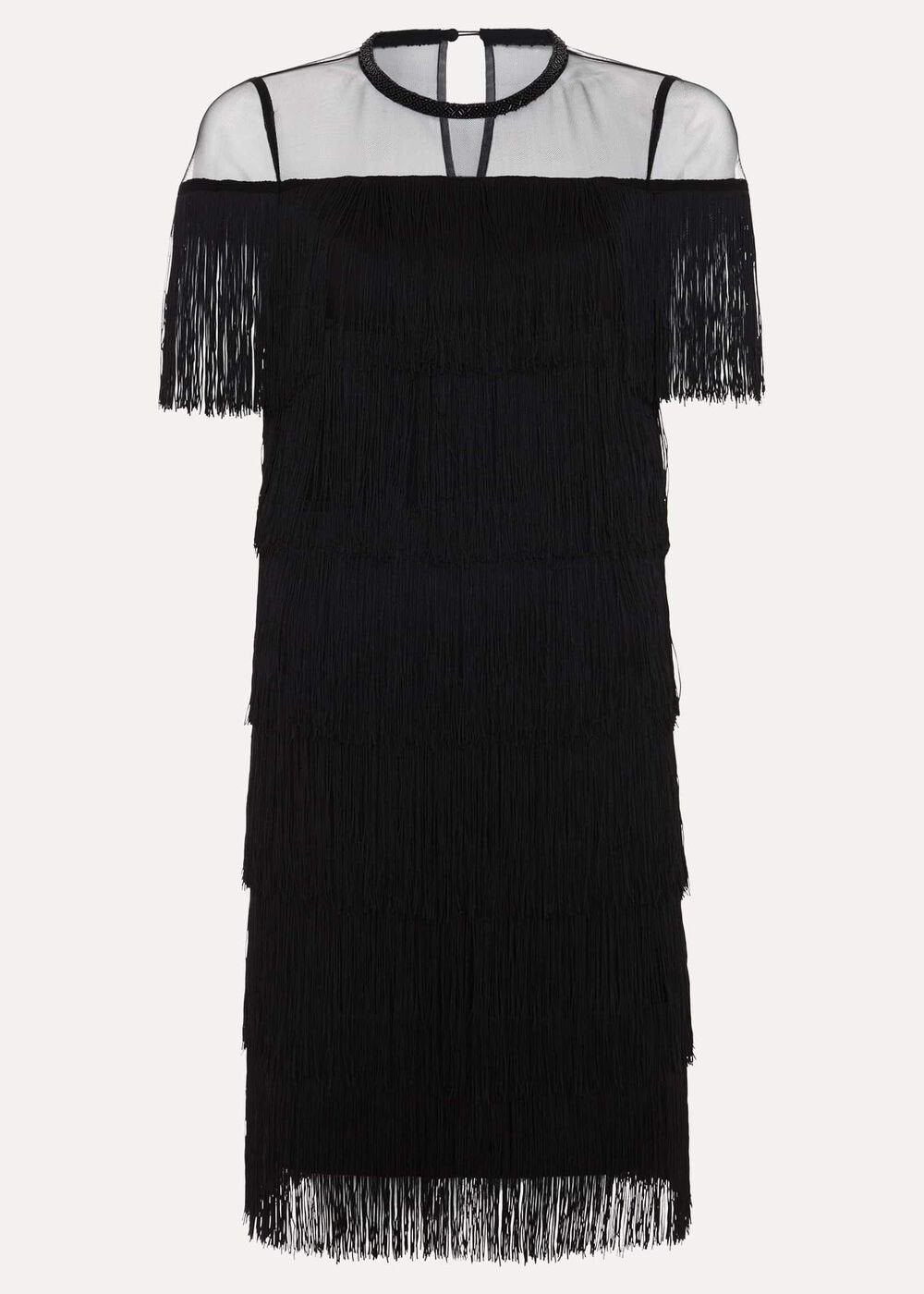 Viola Black Fringe Mini Dress - Black
