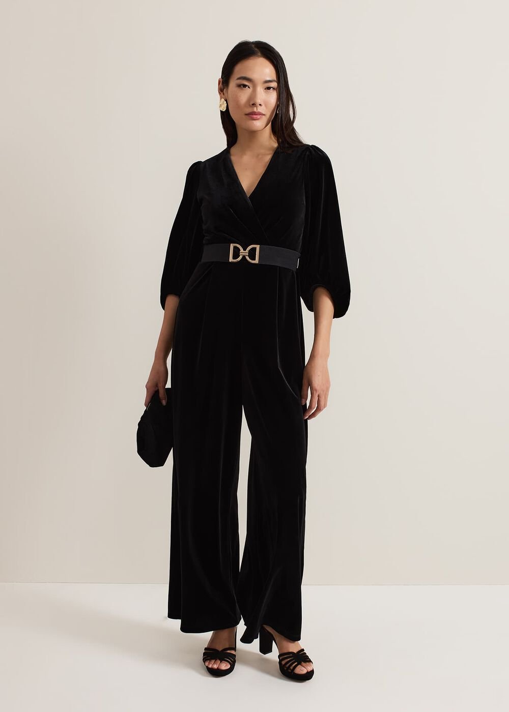 Myleen Black Velvet Jumpsuit - Black