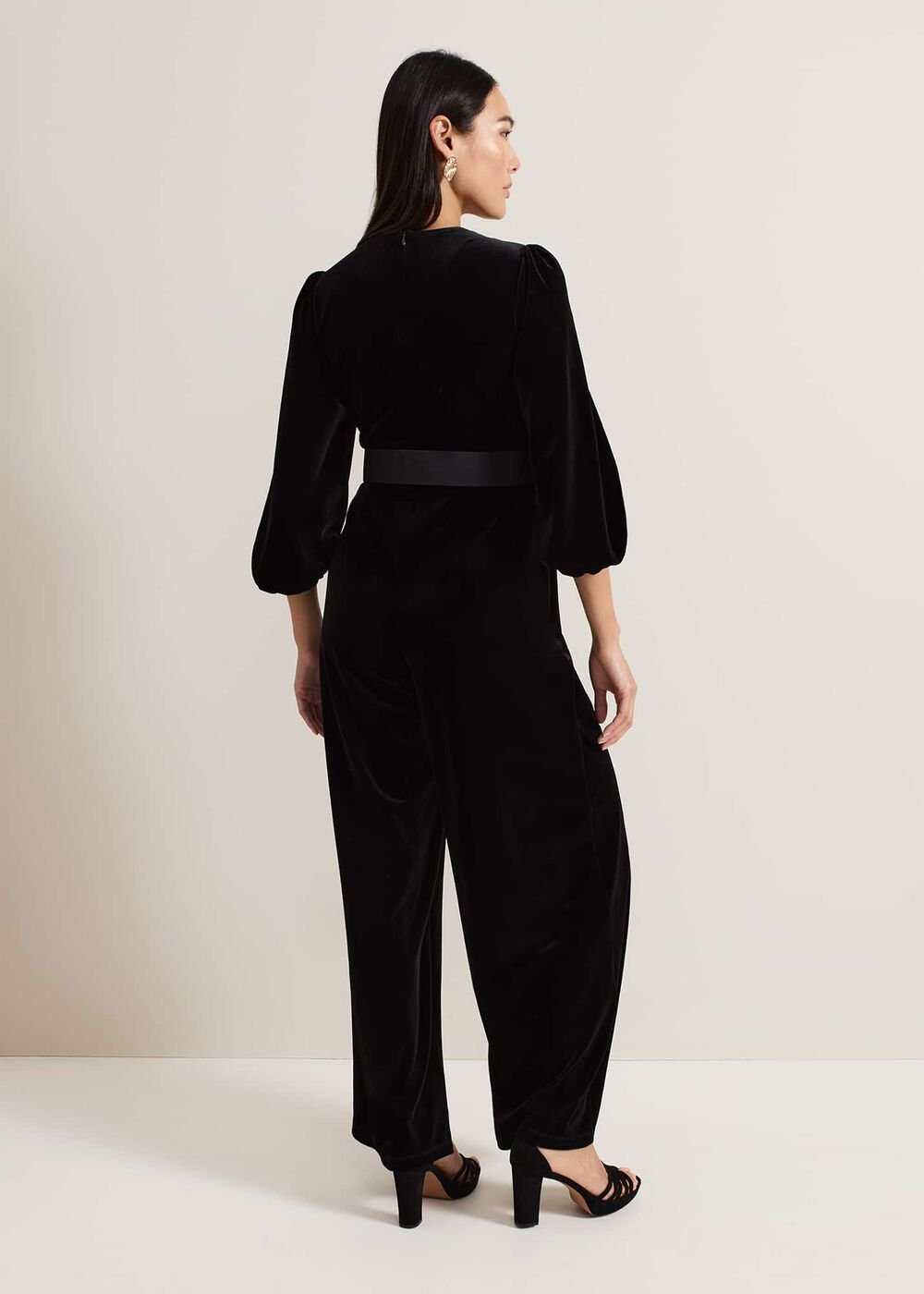 Myleen Black Velvet Jumpsuit - Black