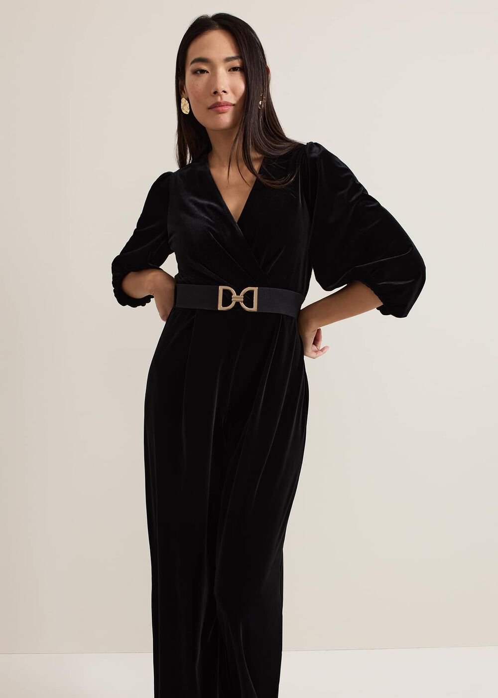 Myleen Black Velvet Jumpsuit - Black