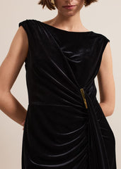 Donna Black Velvet Maxi Dress - Black