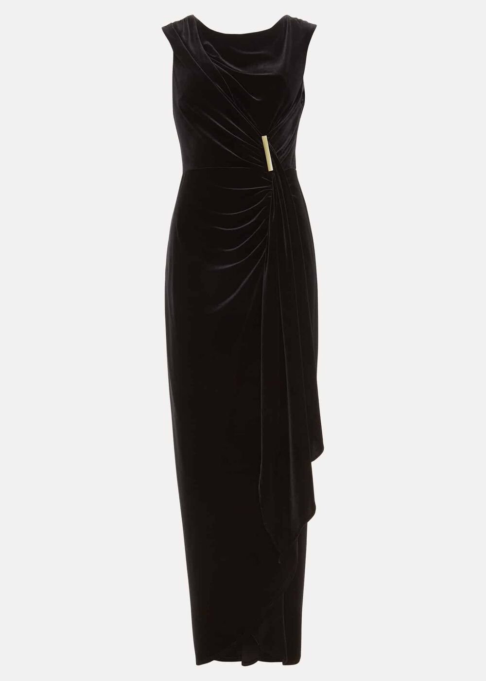 Donna Black Velvet Maxi Dress - Black