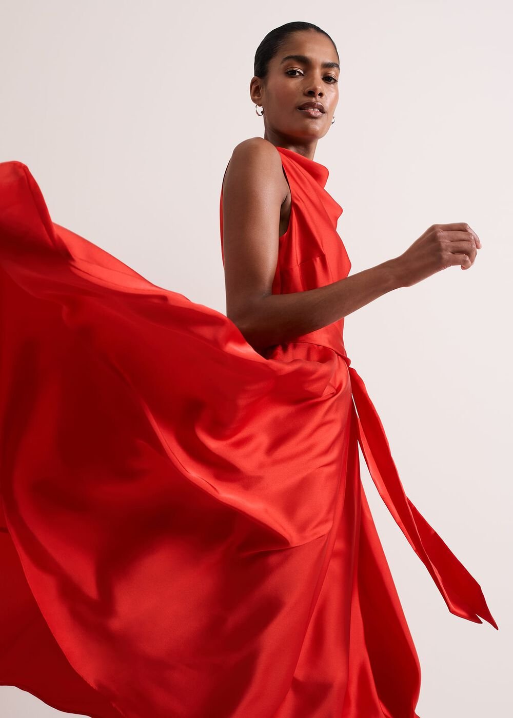 Jasleen Red Satin Dress - Red
