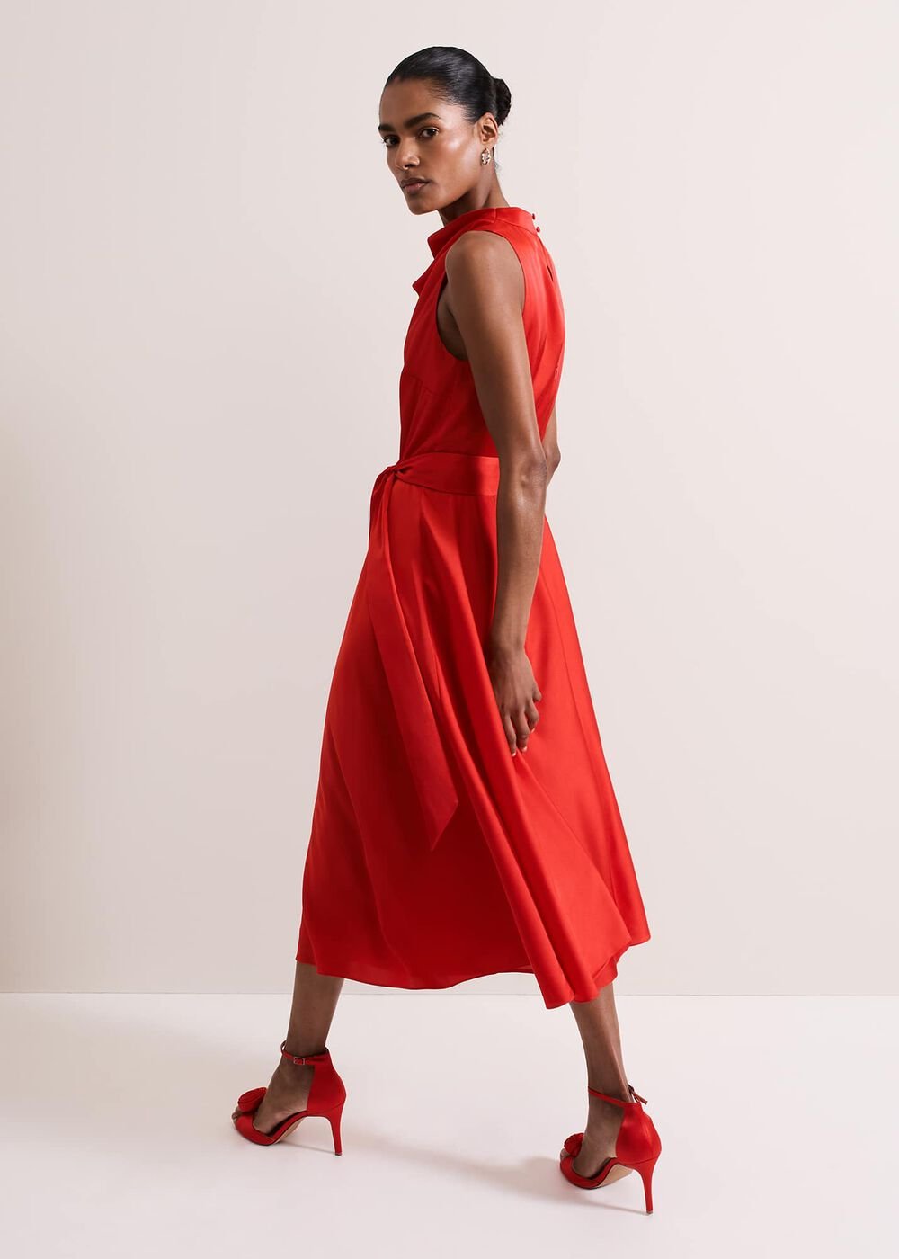 Jasleen Red Satin Dress - Red