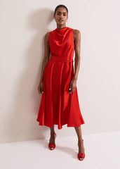 Jasleen Red Satin Dress - Red
