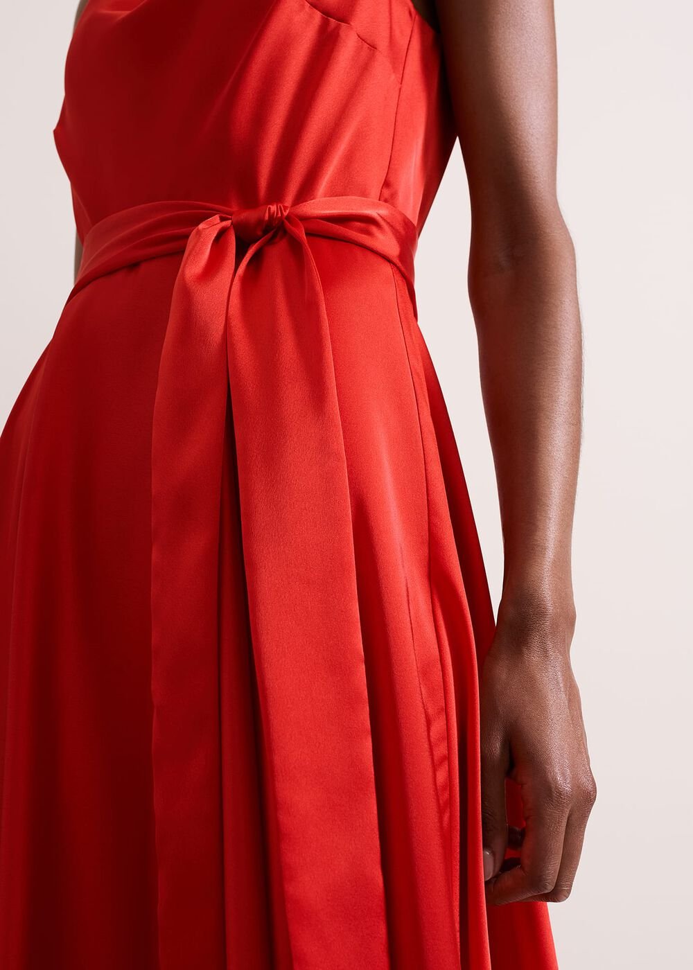 Jasleen Red Satin Dress - Red