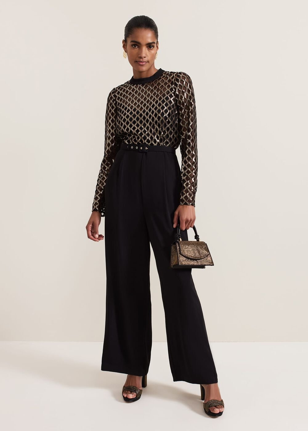 Amelia Sequin Bodice Jumpsuit - Black/Multi