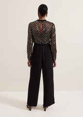 Amelia Sequin Bodice Jumpsuit - Black/Multi