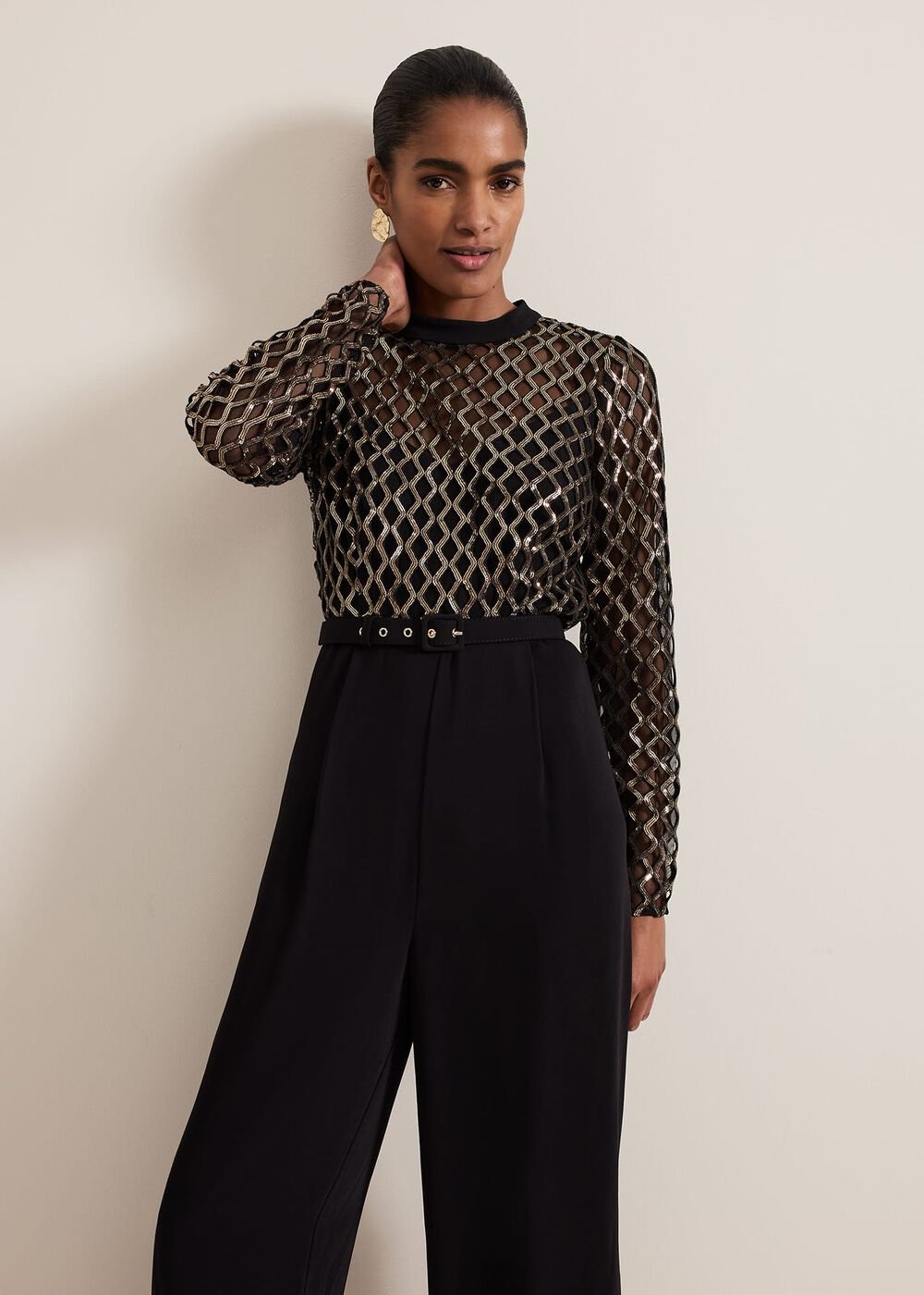 Amelia Sequin Bodice Jumpsuit - Black/Multi