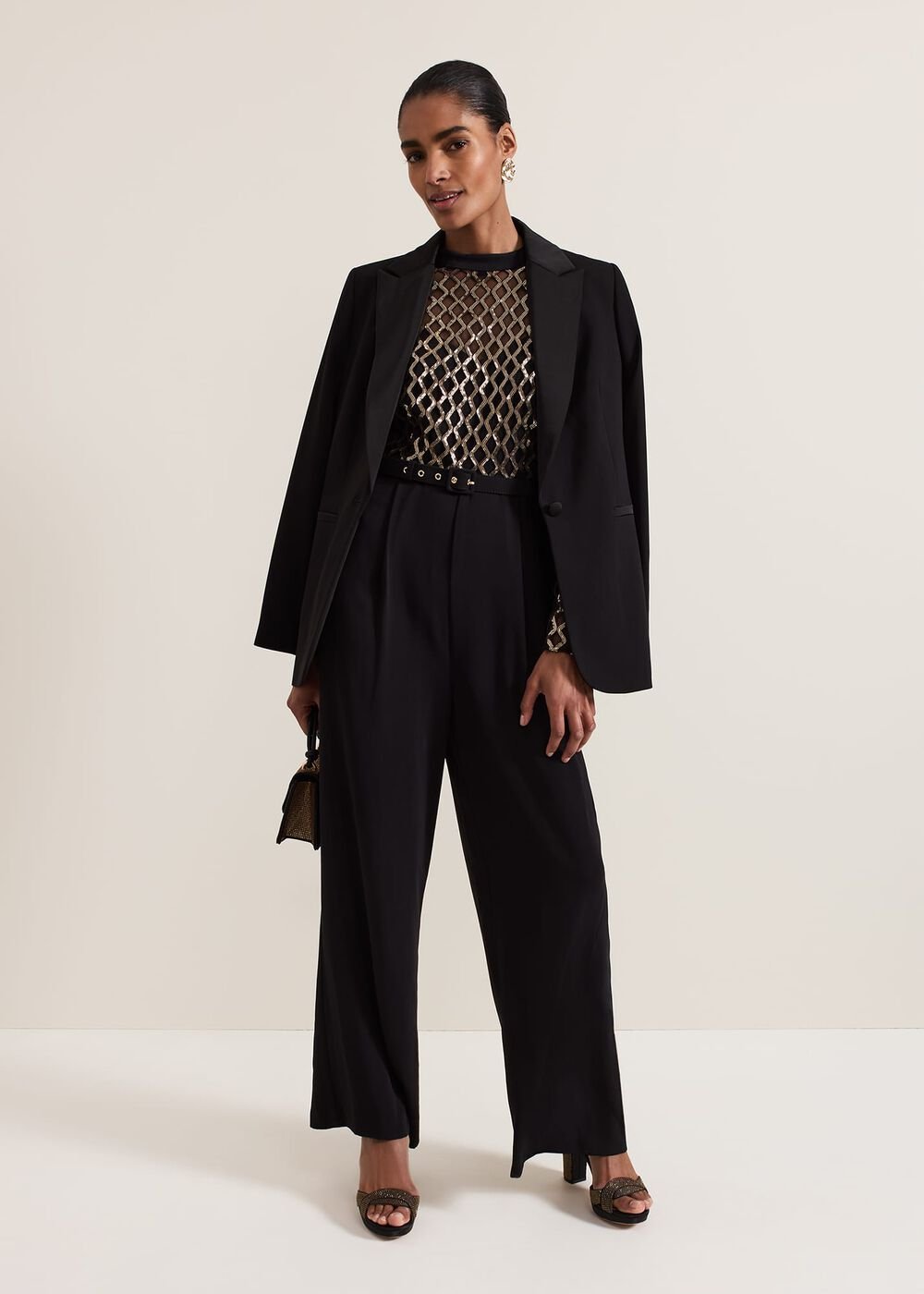 Amelia Sequin Bodice Jumpsuit - Black/Multi