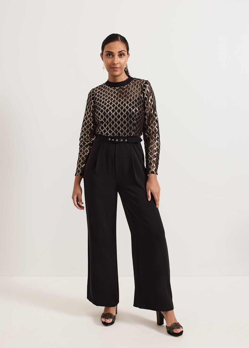 Petite Amelia Sequin Bodice Jumpsuit - Black/Multi