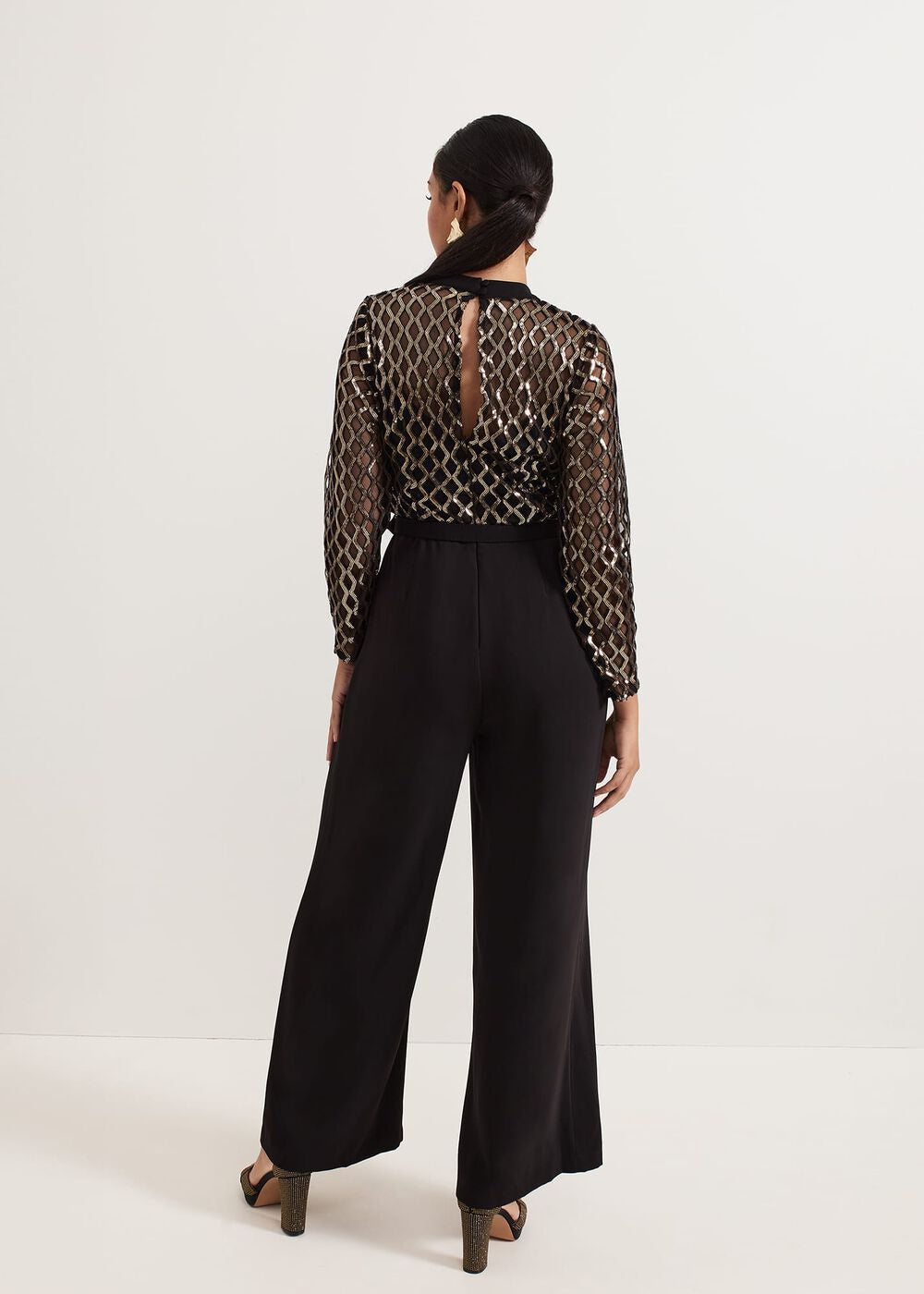 Petite Amelia Sequin Bodice Jumpsuit - Black/Multi
