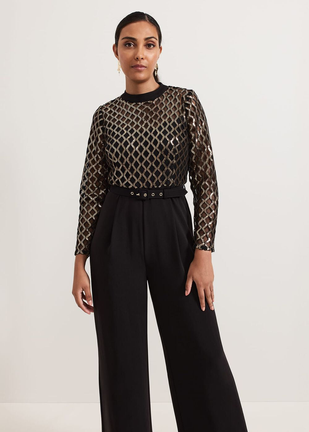 Petite Amelia Sequin Bodice Jumpsuit - Black/Multi