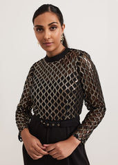 Petite Amelia Sequin Bodice Jumpsuit - Black/Multi