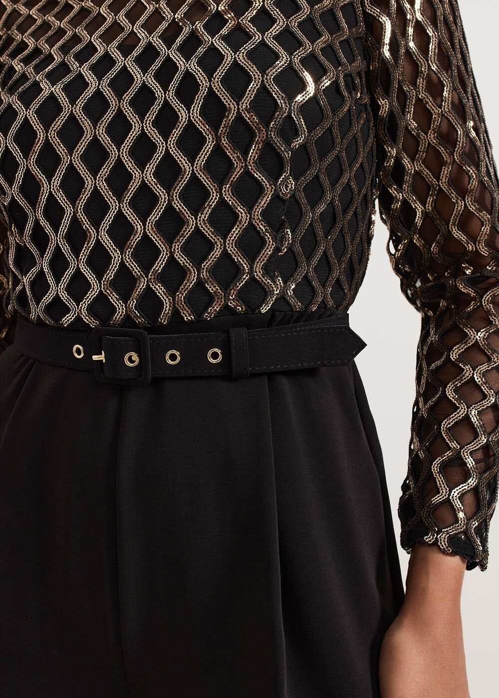 Petite Amelia Sequin Bodice Jumpsuit - Black/Multi