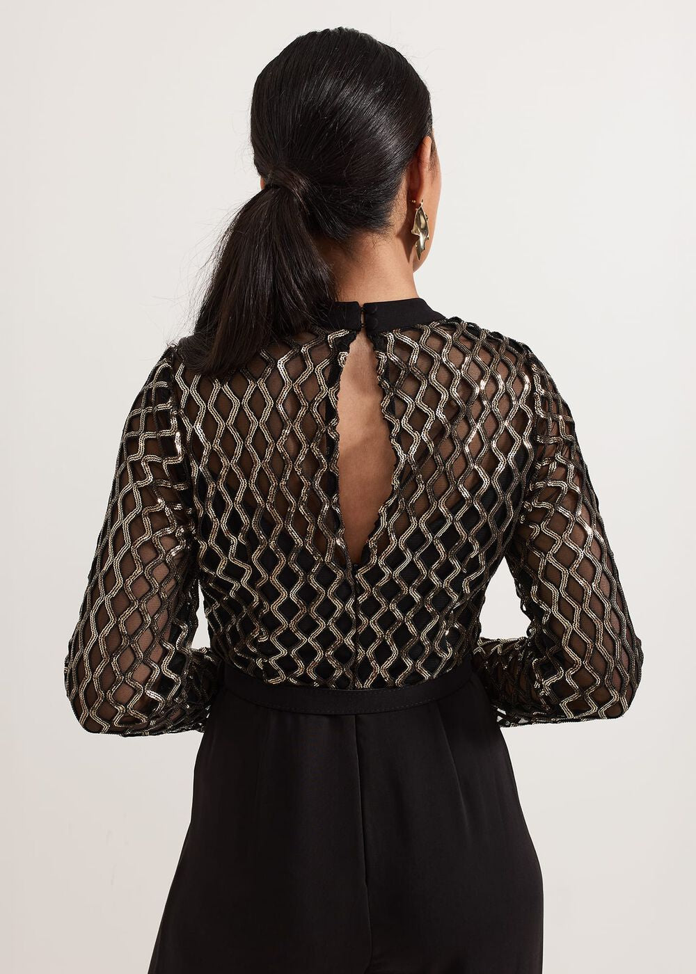 Petite Amelia Sequin Bodice Jumpsuit - Black/Multi