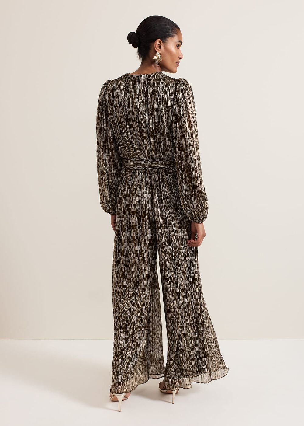 Alli Gold Textured Jumpsuit - Gold