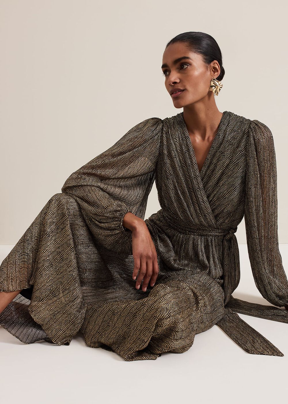 Alli Gold Textured Jumpsuit - Gold