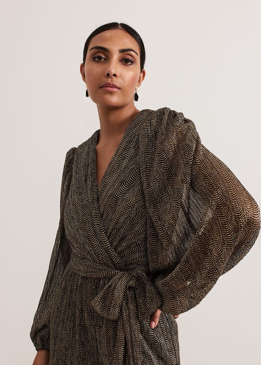 Petite Alli Gold Textured Jumpsuit - Gold