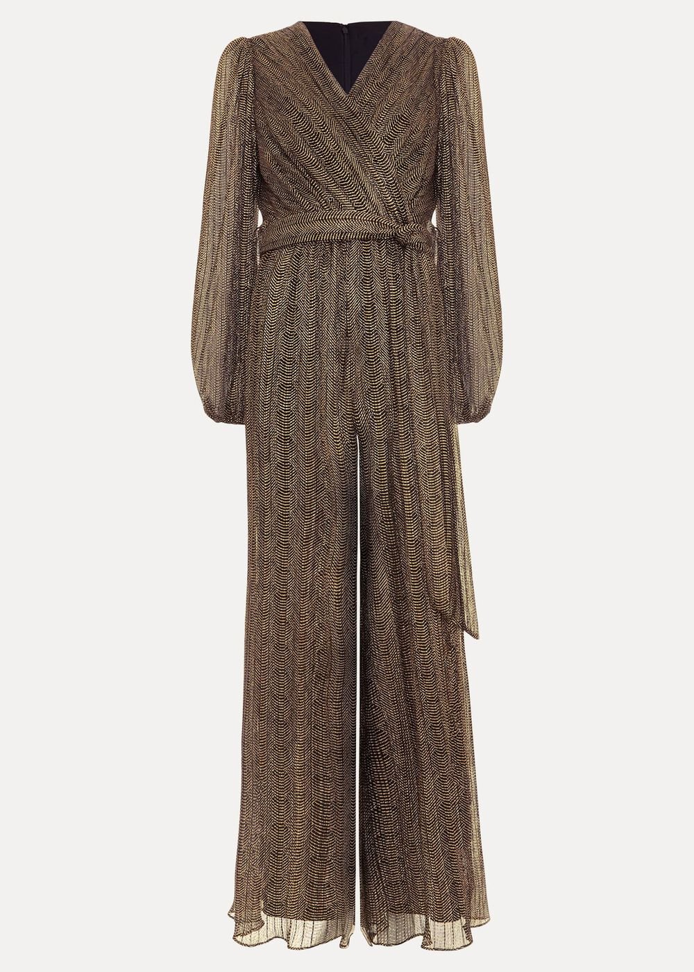 Petite Alli Gold Textured Jumpsuit - Gold