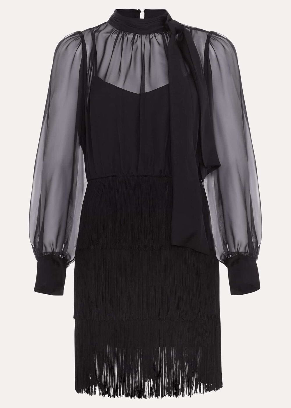 Felicity Black Fringe Skirt Dress - Black