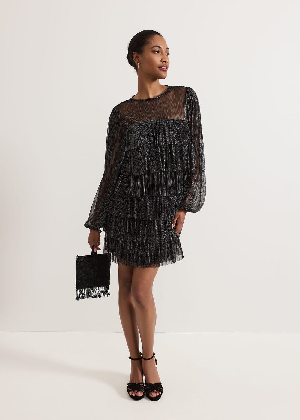 Nika Shimmer Dress - Black/Multi