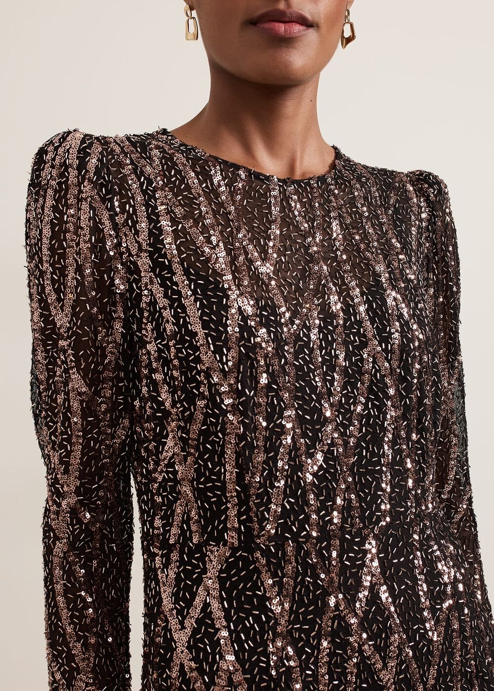 Kaleigh Sequin Midi Dress - Black/Multi