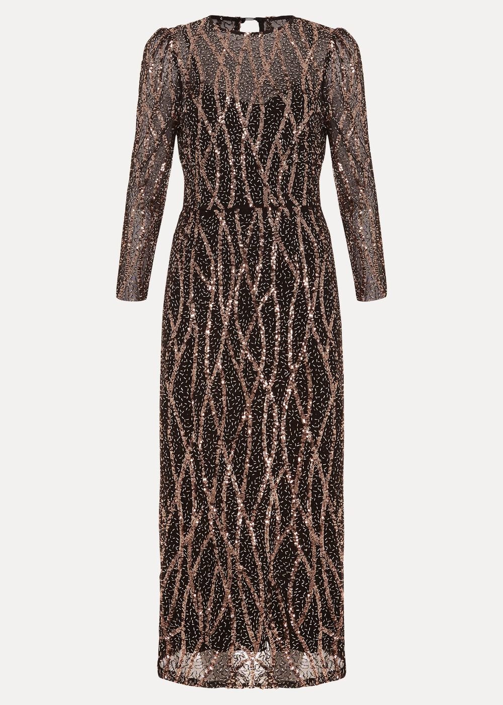 Kaleigh Sequin Midi Dress - Black/Multi