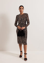 Petite Kaleigh Sequin Midi Dress - Black/Multi