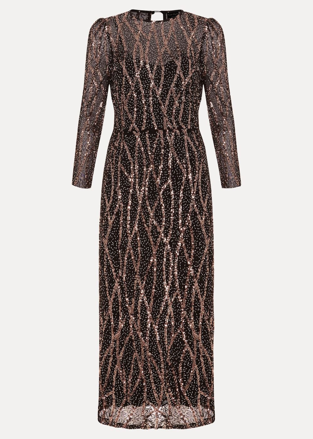 Petite Kaleigh Sequin Midi Dress - Black/Multi