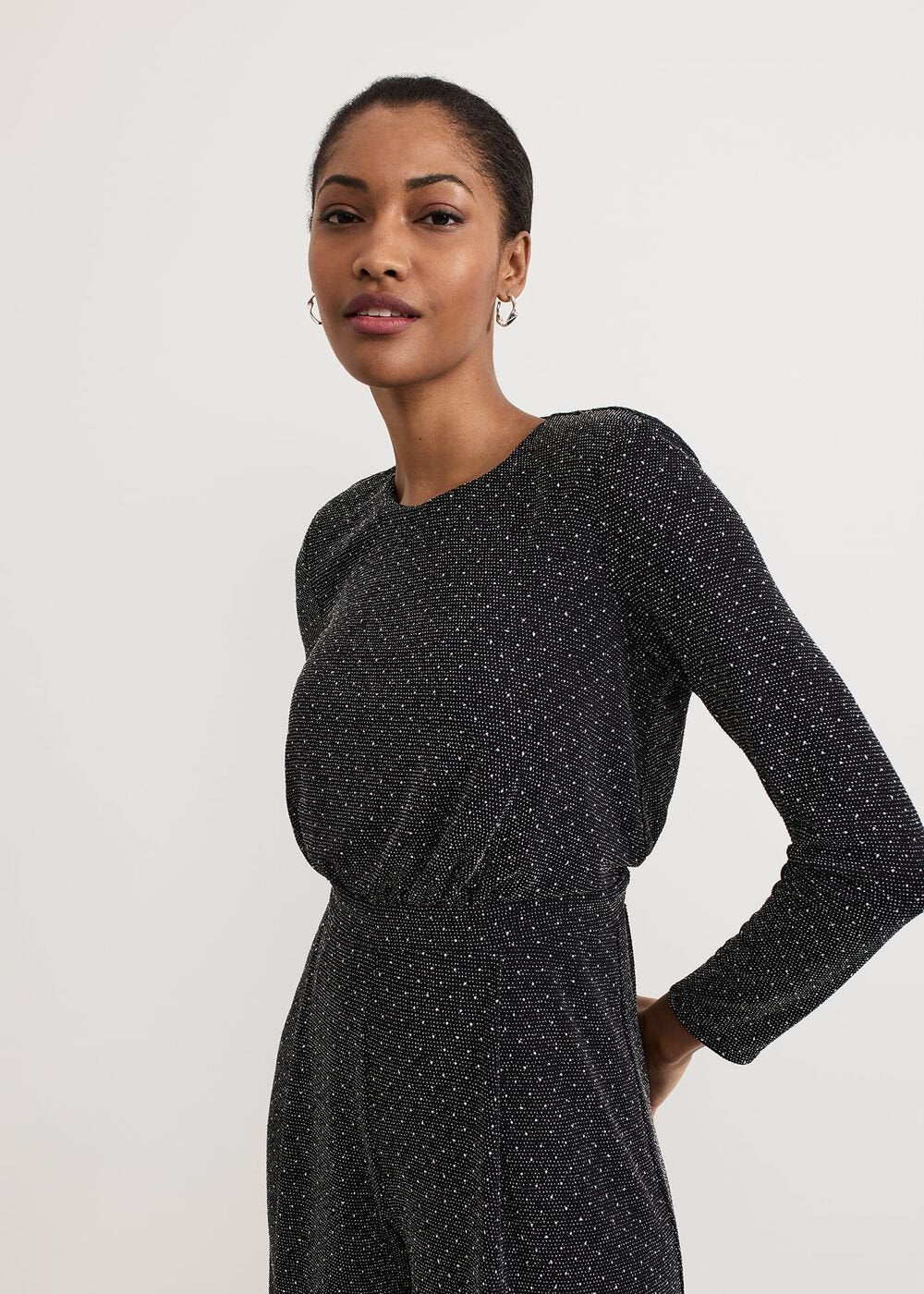 Sasha Black Sparkle Jumpsuit - Black