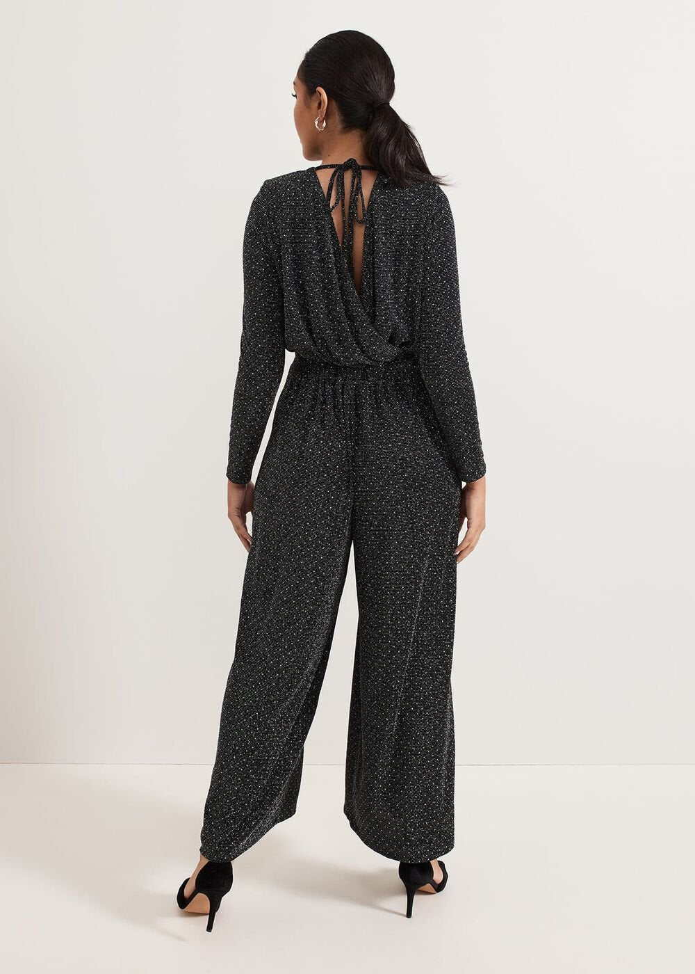 Petite Sasha Black Sparkle Jumpsuit - Black