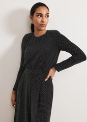 Petite Sasha Black Sparkle Jumpsuit - Black