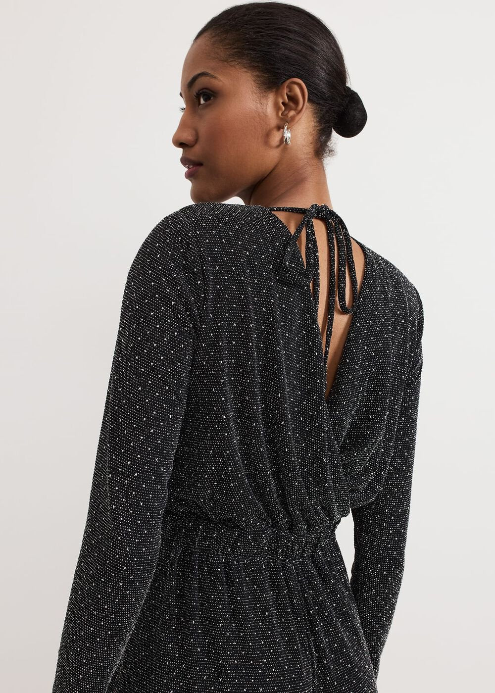 Petite Sasha Black Sparkle Jumpsuit - Black