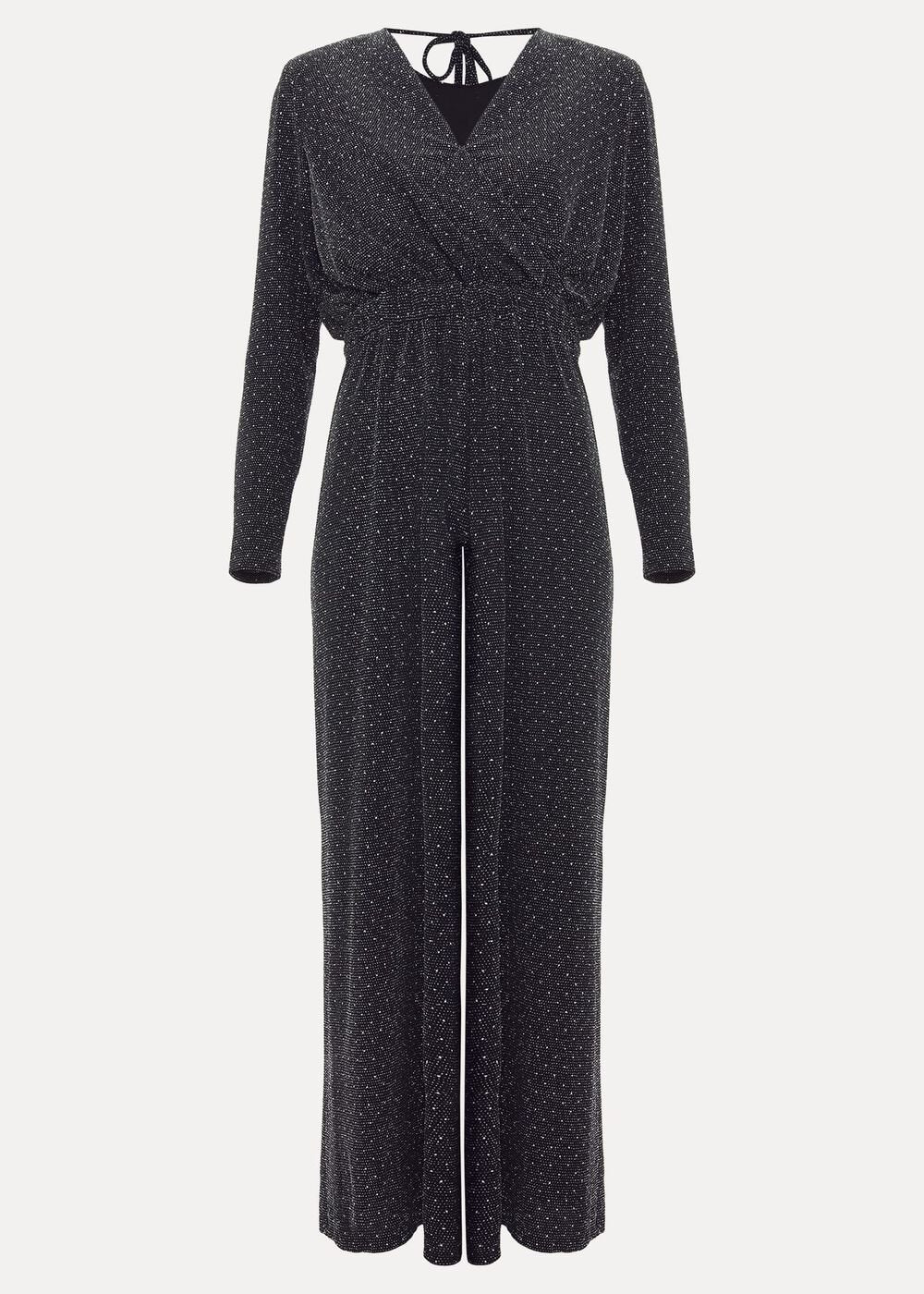 Petite Sasha Black Sparkle Jumpsuit - Black